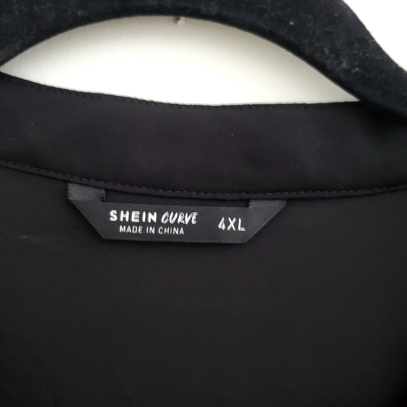 SHEIN Curve Sheer Elegant Black Tunic Dress - Picture 4 of 7